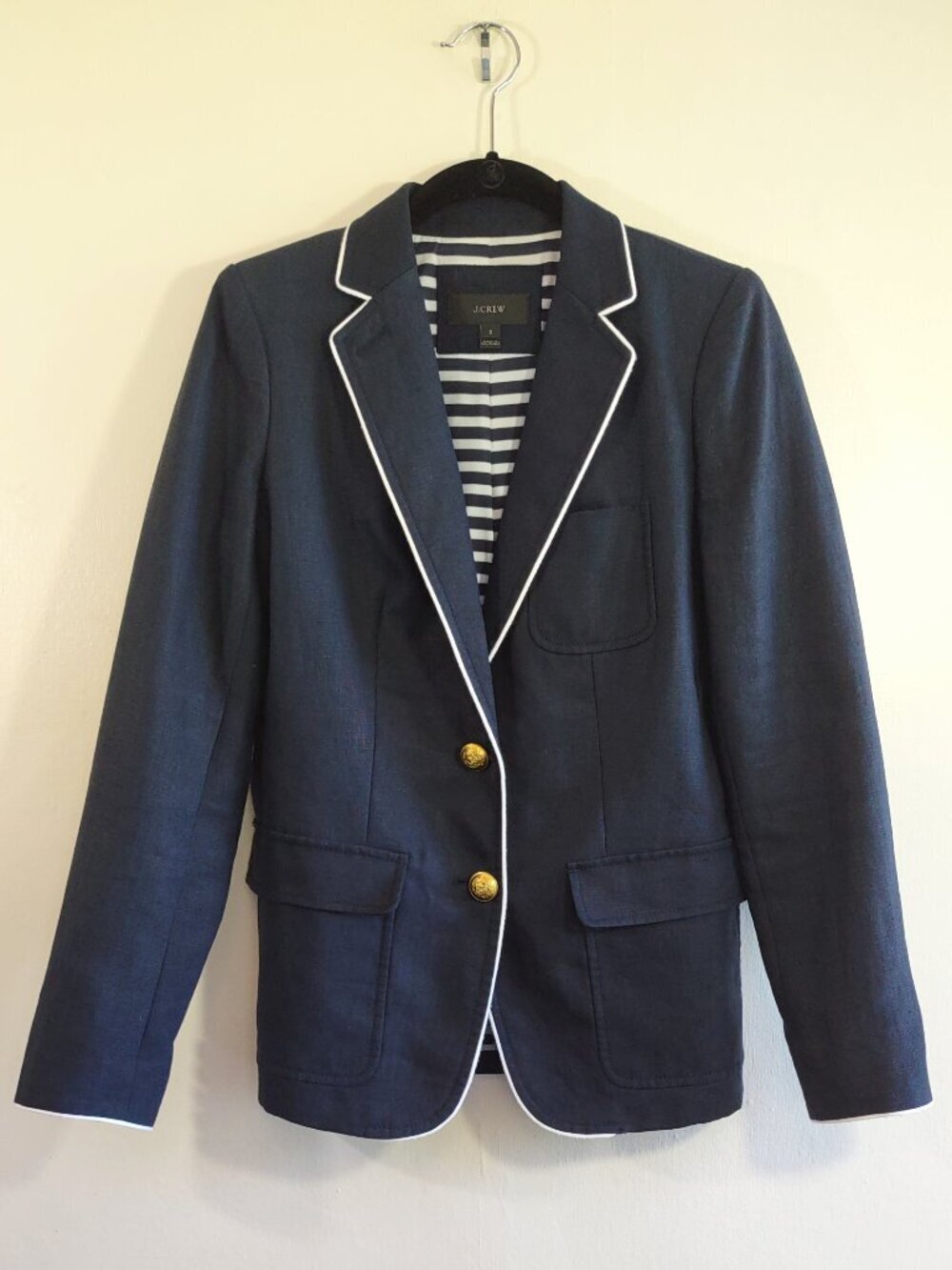 J Crew Rhodes Linen Blazer Size 2 Capsule Nautical Preppy Office Country Club - Picture 5 of 13